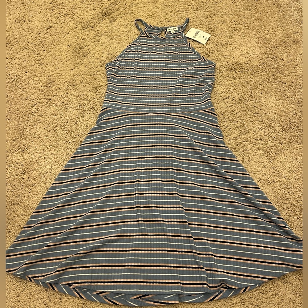 Striped Knit Halter Dress M Love, Fire